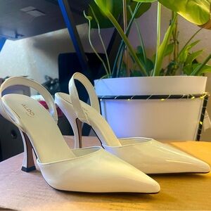White Slingback Pumps